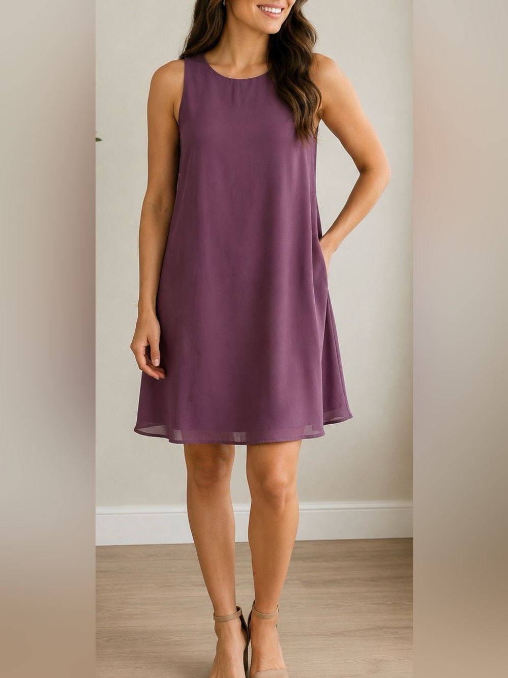 Pink Republic Pioneer Purple Sleeveless Shift Dress
